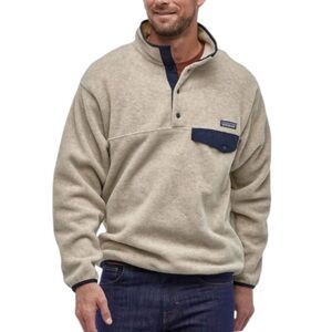 Patagonia Synchilla Snap T Pullover Oatmeal Sweatshirt Fleece 1/4 Snap Pocket